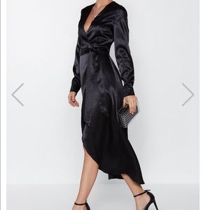 Nasty Gal Satin Black Dress